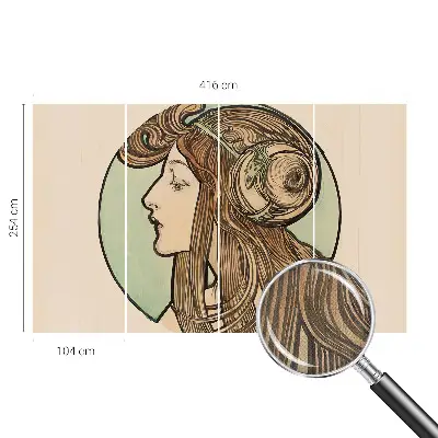 Foto behang voor de kinderkamer met Art Nouveau-portret als patroon
