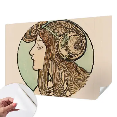 Foto behang voor de kinderkamer met Art Nouveau-portret als patroon