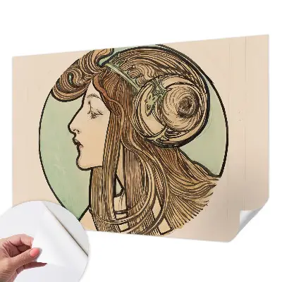 Foto behang voor de kinderkamer met Art Nouveau-portret als patroon