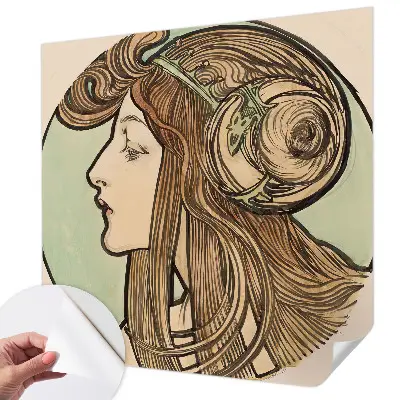 Foto behang voor de kinderkamer met Art Nouveau-portret als patroon