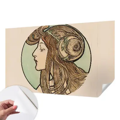 Foto behang voor de kinderkamer met Art Nouveau-portret als patroon