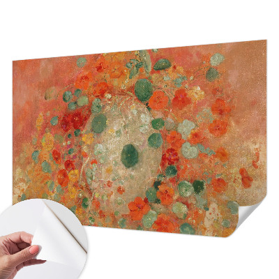 Foto behang voor de keuken met een abstract bloemenmotief