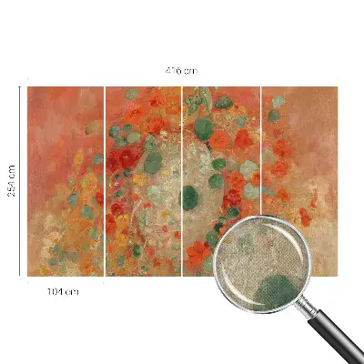 Foto behang voor de keuken met een abstract bloemenmotief