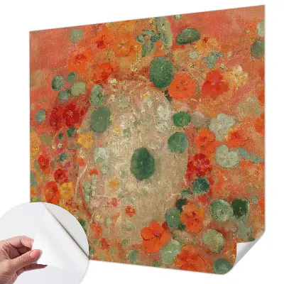 Foto behang voor de keuken met een abstract bloemenmotief