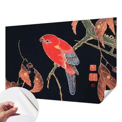 Zelfklevende behangsticker met een exotische vogel