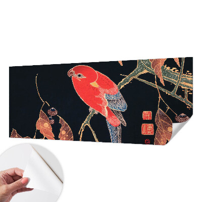 Zelfklevende behangsticker met een exotische vogel