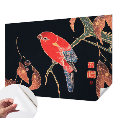 Zelfklevende behangsticker met een exotische vogel