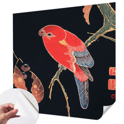 Zelfklevende behangsticker met een exotische vogel