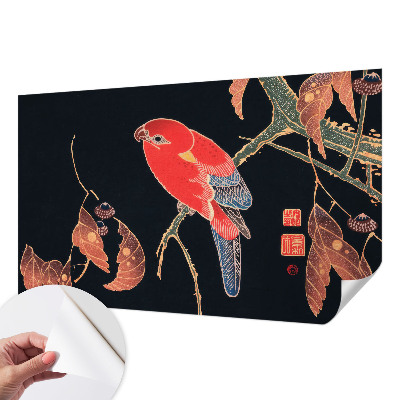 Zelfklevende behangsticker met een exotische vogel
