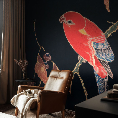 Zelfklevende behangsticker met een exotische vogel