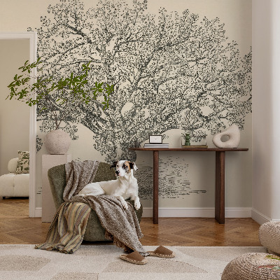 Fotobehang voor kinderkamer met een boomillustratie