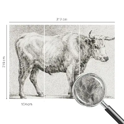 Fotobehang voor de kinderkamer met een stierpenseelillustratie