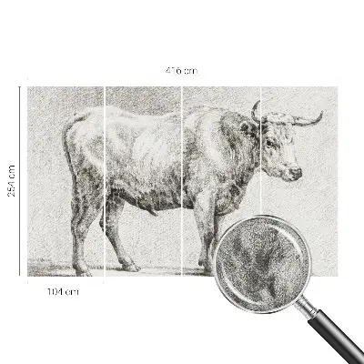 Fotobehang voor de kinderkamer met een stierpenseelillustratie