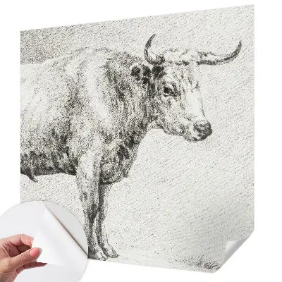 Fotobehang voor de kinderkamer met een stierpenseelillustratie
