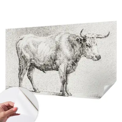 Fotobehang voor de kinderkamer met een stierpenseelillustratie