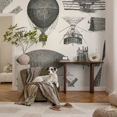 Fotobehang zelfklevend met een print van de geschiedenis van de luchtvaart