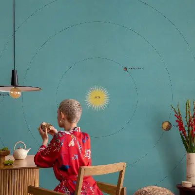 3D fotobehang met kosmisch systeem als print