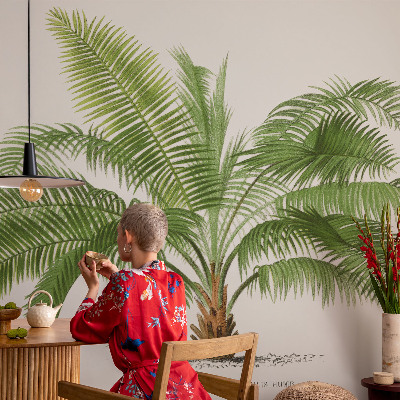Fotobehang voor de kinderkamer met glanzende palmboom als motief