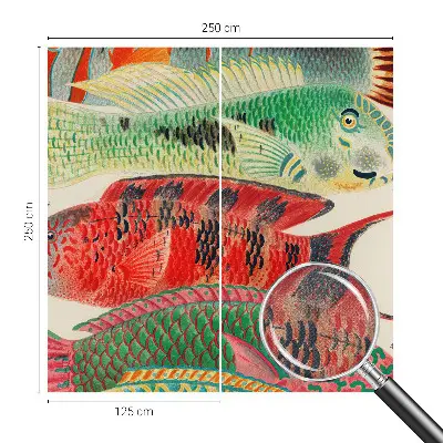 Fotobehang babykamer met illustraties van exotische vissen