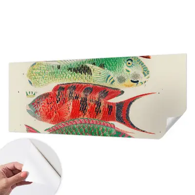 Fotobehang babykamer met illustraties van exotische vissen