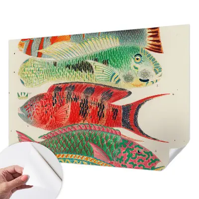 Fotobehang babykamer met illustraties van exotische vissen