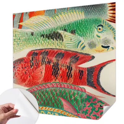 Fotobehang babykamer met illustraties van exotische vissen