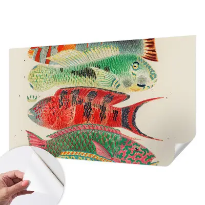Fotobehang babykamer met illustraties van exotische vissen