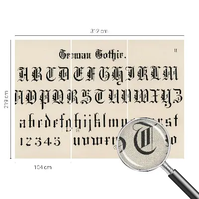 Fotobehang voor de kinderkamer met gotische letters als ontwerp