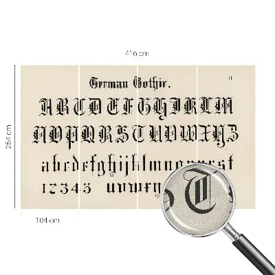 Fotobehang voor de kinderkamer met gotische letters als ontwerp