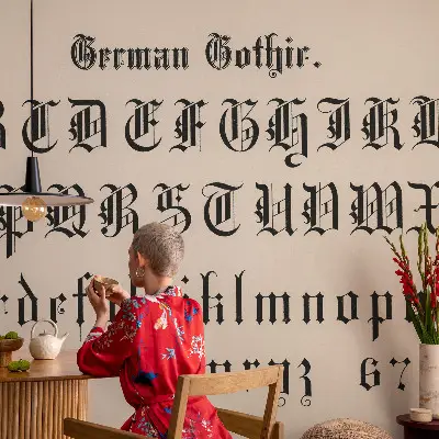 Fotobehang voor de kinderkamer met gotische letters als ontwerp
