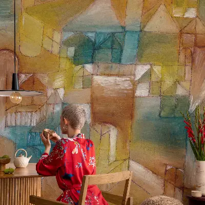 Fotobehang babykamer met geometrische structuren