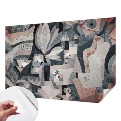 Fotobehang tienerkamer met een abstracte natuurprint