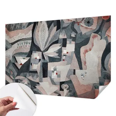 Fotobehang tienerkamer met een abstracte natuurprint