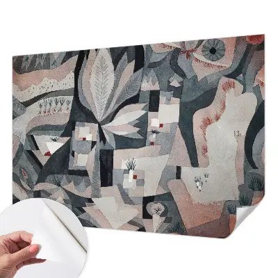 Fotobehang tienerkamer met een abstracte natuurprint