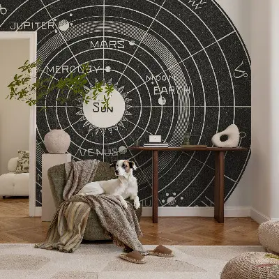 Foto behang voor de keuken met een kosmisch diagram als print
