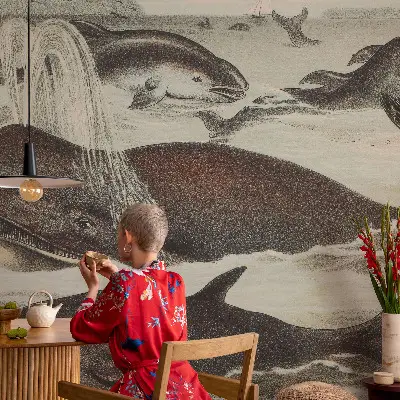 Zelfklevend fotobehang op maat met een ontwerp van zeedieren