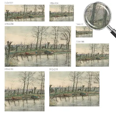 Zelfklevende behangsticker met winterlandschap