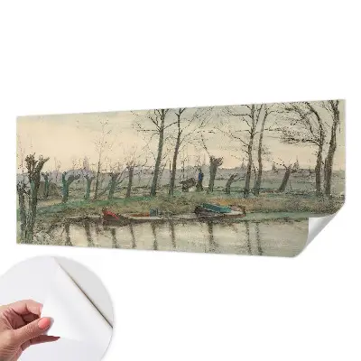Zelfklevende behangsticker met winterlandschap