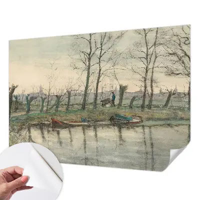 Zelfklevende behangsticker met winterlandschap