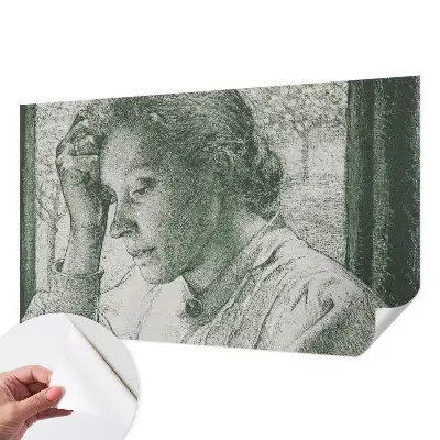 3D fotobehang met de afbeelding van een reflecterende vrouw