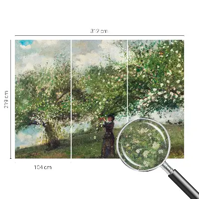 Foto behang voor de keuken met een lentetafereel