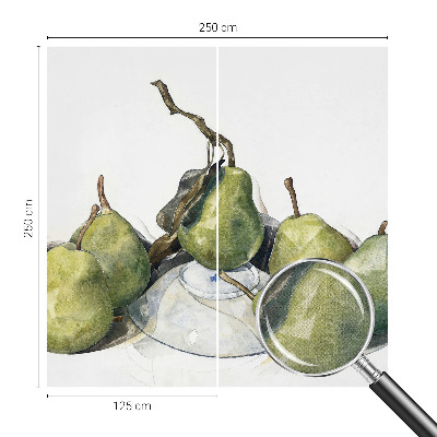 Zelfklevend fotobehang op maat met een aquarelmotief van peren