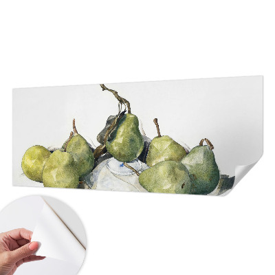 Zelfklevend fotobehang op maat met een aquarelmotief van peren
