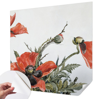 Zelfklevende behangsticker Rode klaprozen