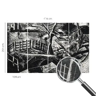 Foto behang voor de kinderkamer met een architectonisch landschap