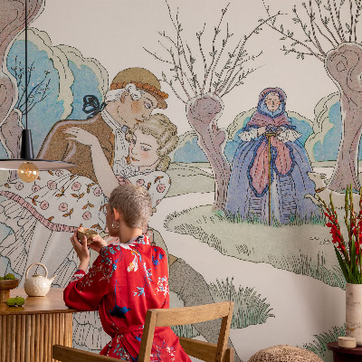 Fotobehang voor kinderkamer met een romantische scène