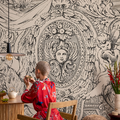 Fotobehang voor de kinderkamer met een overvloed aan ornamenten