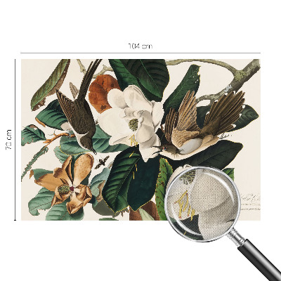 Foto behang voor de keuken Vogels magnolia's