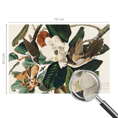 Foto behang voor de keuken Vogels magnolia's
