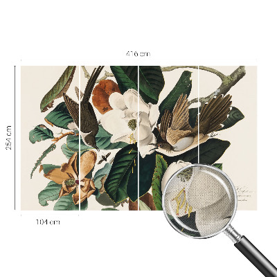 Foto behang voor de keuken Vogels magnolia's